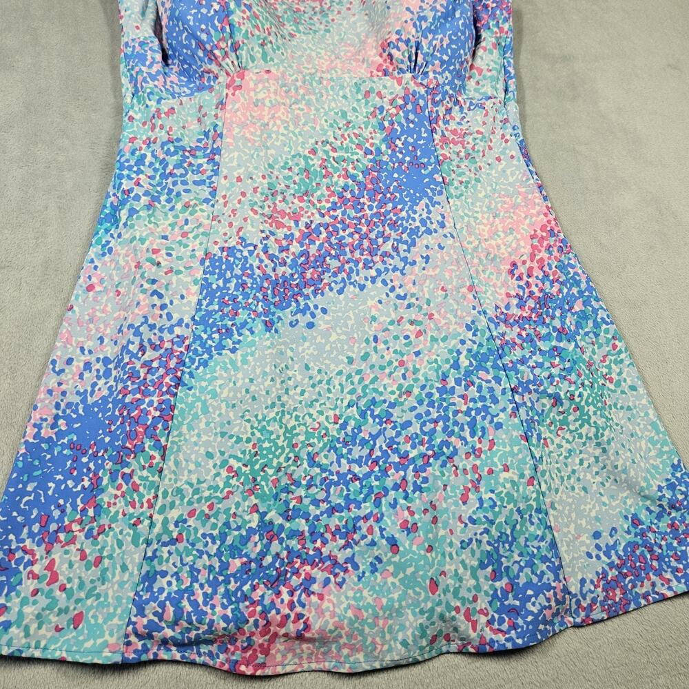 Vintage Sea Waves Swim Dress Womens Size 18 Multicolor Pink Blue Preppy Beach - Picture 3 of 13